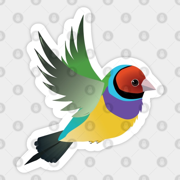 Flying gouldian finch Sticker by Bwiselizzy